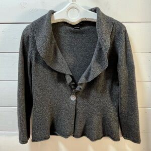 LH SPORT – Grey 100% Cashmere Cardigan (L)